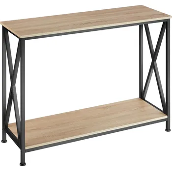 Konferenční stolek TecTake GmbH 404671 konzolový stolek tacoma 100x35x80,5cm - industrial světlé dřevo, dub sonoma