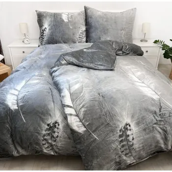 Povlečení Mikroplyšové povlečení - Pírka 140 x 200, 70 x 90 cm zipový uzávěr