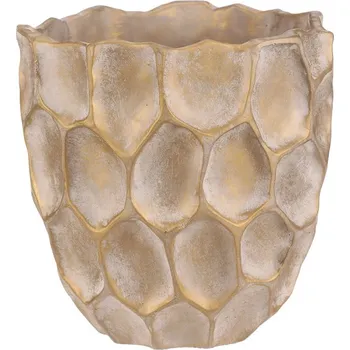 Obal na květináč Obal na květiny Autronic Obal betonový - vzor buněk, vel. L, béžovo-zlatý (BMO3610-L)
