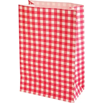 Termobox 10 ks Barevné kraftové papírové sáčky 23 x 15 x 8 cm Kostkovaný motiv Dárkové tašky na párty festival svatbu narozeniny sušenky červená
