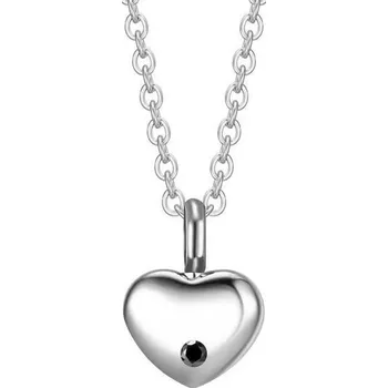 Náhrdelník Náhrdelník - pamětní přívěsek, pietní přívěsek, přívěsek na popel srdíčko s černým zirkonem