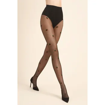 Dámské punčochy Jemné punčocháče s třešňovým vzorem – černé, nero 4 i170_49604126