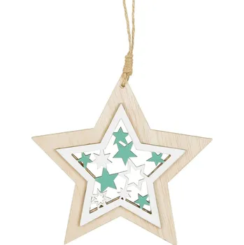 Vánoční dekorace Vánoční dřevěná dekorace – hvězda se závěsem