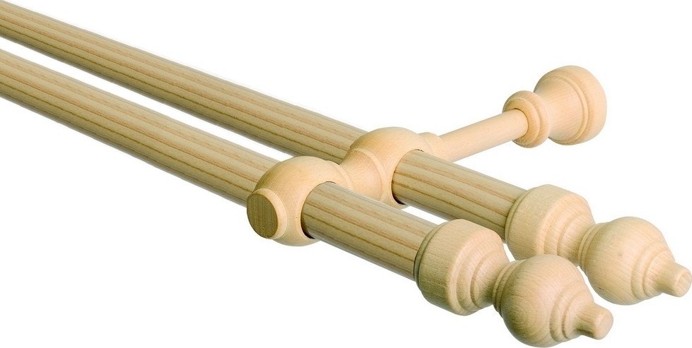 Garnýž dvouřadá 28mm odstín borovice 110 cm (do stěny / na tunýlek - bez kroužků)