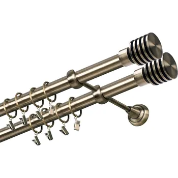 Garnýž Garnýž kovová dvouřadá 25/25mm Talarki double mosaz 140 cm (do stěny / kroužky s žabkou)