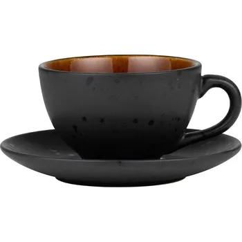 Šálek s podšálkem Bitz černá/jantarová 220 ml