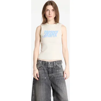 Tílko Tommy Jeans Slim Bubble Tank Top Beige L