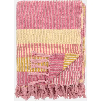 Přehoz na lůžko Bloomingville Isnel přehoz z recyklované bavlny růžový