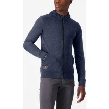 Cyklistická bunda CASTELLI mikina - MILANO 2 FULL ZIP FLEECE - modrá