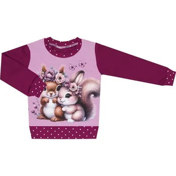 Mikina bez kapuce - Puntík borůvka - veverky Velikost: 98