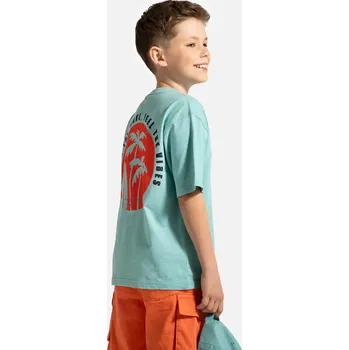 Bavlněné tričko Coccodrillo tyrkysová barva, HOLIDAY SPLASH BOY JUNIOR WC5143201HBJ 66X, vel. 152