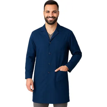 Men's navy blue laboratory coat with buttons (L)