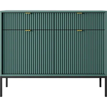Komoda Komoda Nova 104 cm se zásuvkami zelená/zlaté úchytky a černý rám