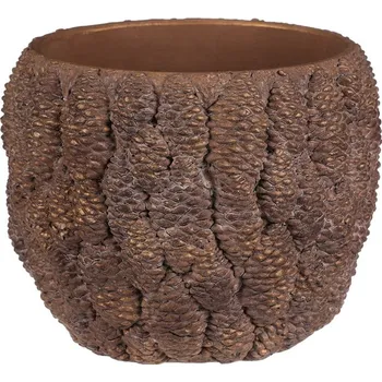 Obal na květináč Obal na květiny Autronic Obal betonový - vzor šišek, vel. L, hnědo-zlatý (BMO3629-L)