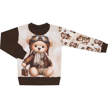 Mikina bez kapuce - Medvídci - Medvídek s kufříkem Velikost: 128