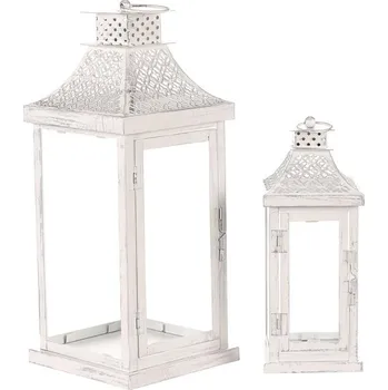 Lucerna Autronic Lucerna kovová - čtyřboká, bílá, cena za sadu 2 ks (LUC305)