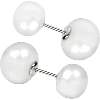 Náušnice JwL Luxury Pearls Stříbrné oboustranné náušnice s pravými bílými perlami JL0255 + 2 měsíce na vrácení zboží
