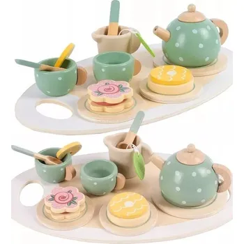 Dětská kuchyňka Dřevěný čajový set pro děti solidní servis pro hru šálky