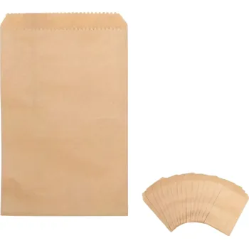 Termobox 100 ks Kraft papírové sáčky 18,2 x 13,2 cm Potravinářské přírodní obaly na potraviny Ekologické pevné sáčky na pečivo svačiny a dárky