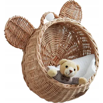 Úložný box Proutěný nástěnný koš Polska Wiklina Medvídek 26 x 32 x 11 cm