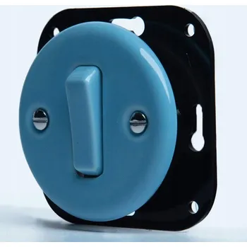 vypínač KERAMICKÝ ZAPUŠTĚNÝ JEDNOPÓLOVÝ KLÁVESOVÝ SPÍNAČ PASTELOVĚ AZUROVÝ BEZ