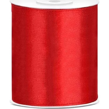 Stuha Saténová stuha na roli, ČERVENÁ, 10cm, 1 metr