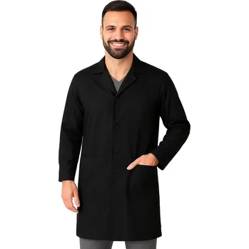 Men's black laboratory coat with buttons (M)
