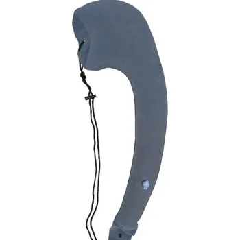Nafukovací boční spací polštář na krk 90 x 28 cm PVC kompozitní vločkový materiál Cestovní polštář s pouzdrem a stahovací tkaničkou šedá