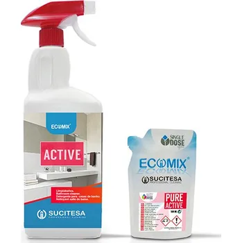 Univerzální čisticí prostředek SUCITESA ECOMIX ACTIVE FOAMER, sanitární zařízení, balení 12x100ml sáček + lahev