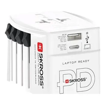 Cestovní adaptér SKROSS Univerzální cestovní adaptér "MUV USB AC45PD", PD až 45W, USB A + C, s USB C kabelem