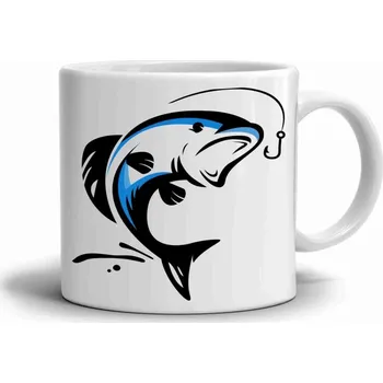 Bílý keramický hrnek 330ml s obrázkem - štika 3