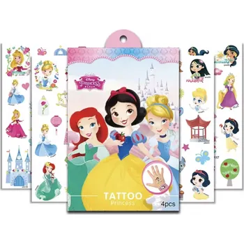Odstranitelné tetování Dětské dočasné tetování - DISNEY PRINCEZNY (B) - 4 ks (Značka: TAKARA TOMY)