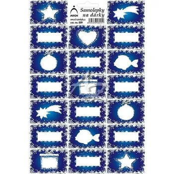 Speciální papír Arch samolepka vánoční etikety, Modré