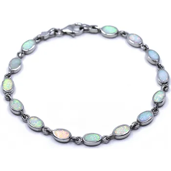 Náhrdelník Stříbrný náramek opál Alicia - Bílý