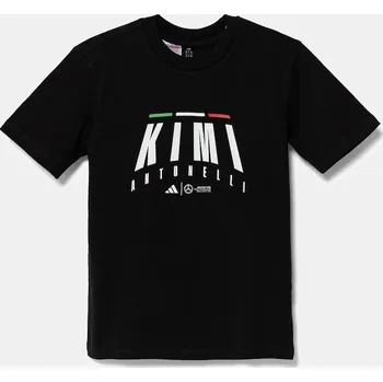 Dětské bavlněné tričko adidas Performance MERCEDES černá barva, s potiskem, JZ8912 99X, vel. 164