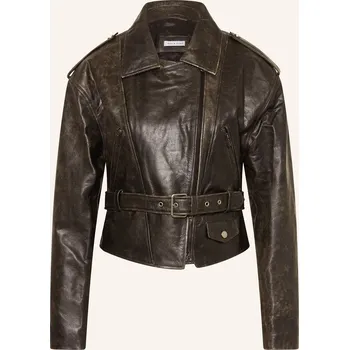 Dámský blejzr Mrs & Hugs Dámská Kožená Bunda, černá / černošedá, 42