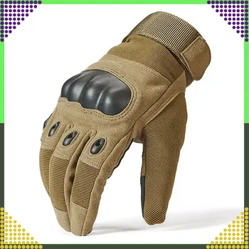 Taktické rukavice survival na motorku a kolo, dotykové, velikost L, hnědé