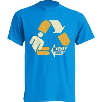 Pánské tričko panske_levne_tricko_potisk_recykluj_sebe Barva: Azure - azurově modrá, velikost: XS