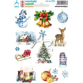 Vánoční dekorace samolepka vánoční, Sněhulák a zvonky