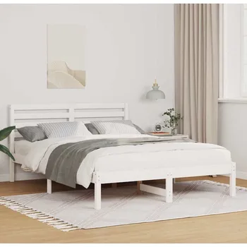 Postel vidaXL Rám postele s čelo Bílá 135 x 190 cm Masivní borové dřevo [872300]