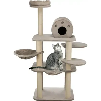 TRIXIE Škrabadlo FABIOLA, 4 sloupky, hamaka, jeskyně, 5 x podesta, 165 cm, šedá