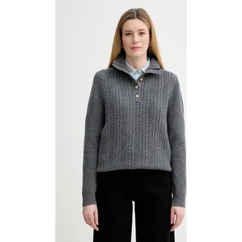 Dámský svetr Vlněný svetr A.P.C. Pull Thea dámský, šedá barva, s pologolfem, WVBCZ.F23426 90X, vel. XS