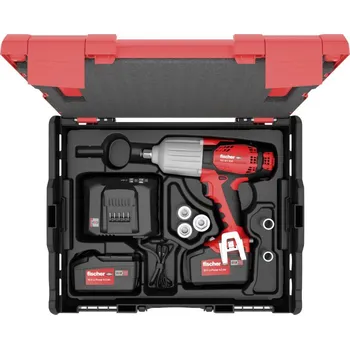 Vrtačka Fischer 552927 aku rázový utahovák, 600 Nm, 18 V, 4.0 Ah, Li-Ion, akumulátor, vč. 2x aku, vč. nabíječky, kufřík, vč. pří