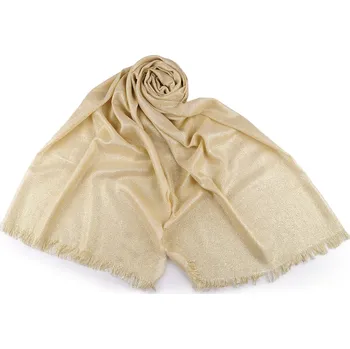 Šála Šátek / šála / pléd s lurexem 80x200 cm Varianta: 1 béžová světlá zlatá, Balení: 1 ks