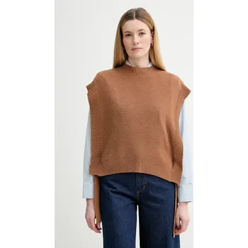 Vlněná vesta A.P.C. Pull Mathilde dámská, hnědá barva, s pologolfem, WOASA.F23430 88X, vel. XS