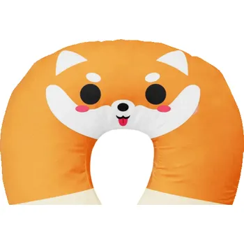 Roztomilý kreslený nafukovací cestovní polštář na krk ve tvaru U Motiv psa Corgi Polyester Bavlna Pohodlný polštář pro děti i dospělé