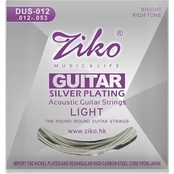 Kytara Struny pro akustickou kytaru DUS-012 Uhlíková ocel se šestihranným jádrem Postříbřená úprava Jasný tón Dlouhá životnost Stabilní laděn