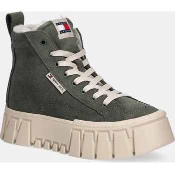 Dámské tenisky Semišové boty Tommy Jeans TJW VULC FLATFORM SUEDE WL EN0EN02894 zelená 81X, EUR 39