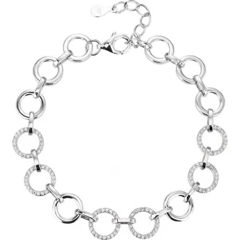 Náušnice JK Silver Stříbrný náramek z kruhových článků s bílými zirkony – kolekce White Stone