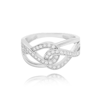 Souprava šperků MINET Stříbrný prsten s bílými zirkony vel. 66 JMAN0141SR66